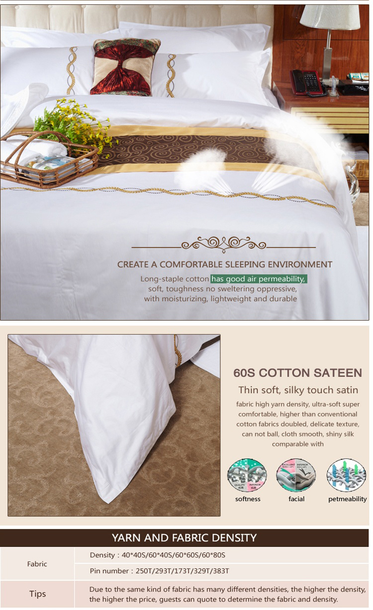 Polyester Embroidered White Linen Bedding