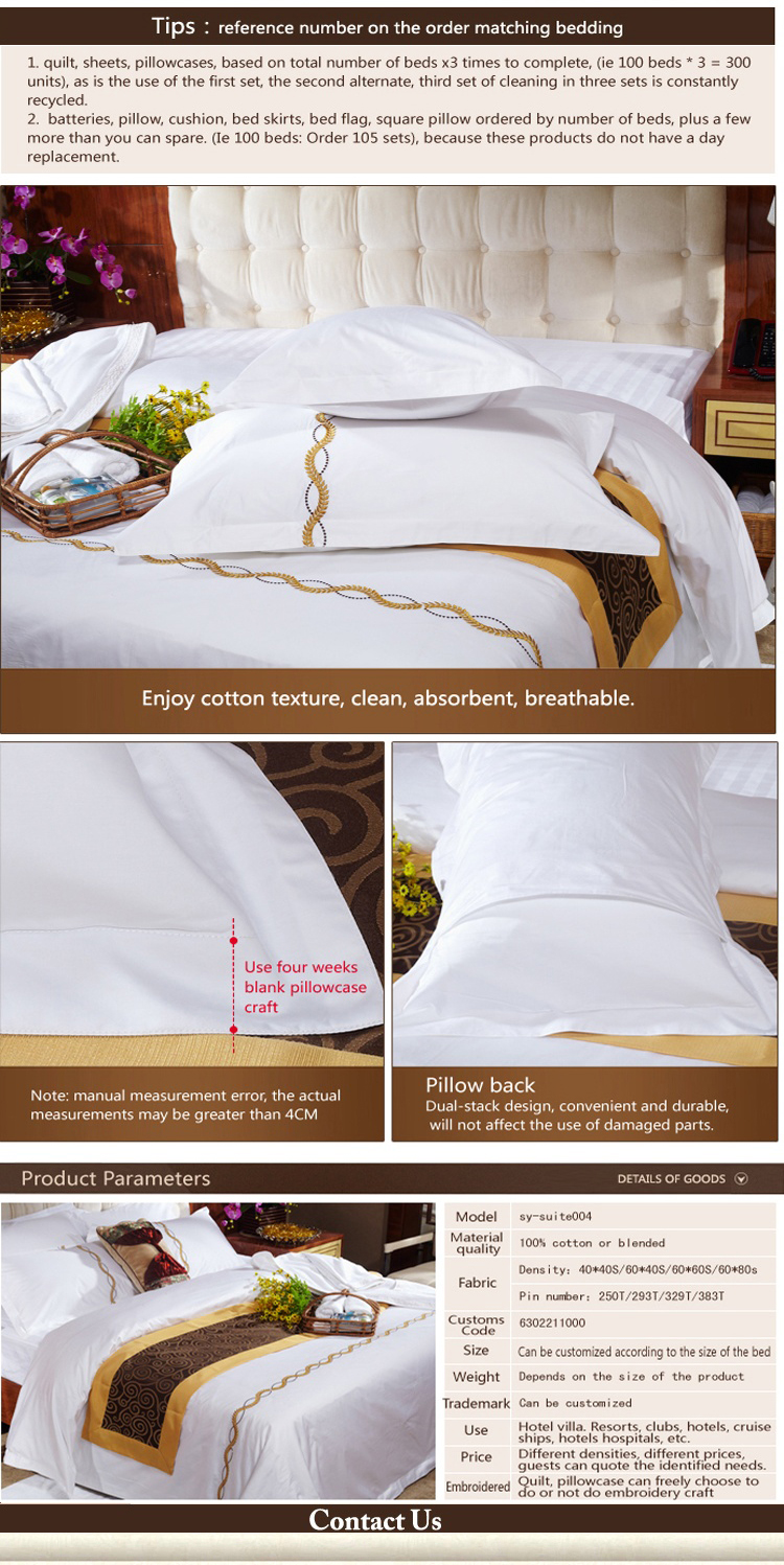 Poly Cotton Embroidered White Linen Bedding