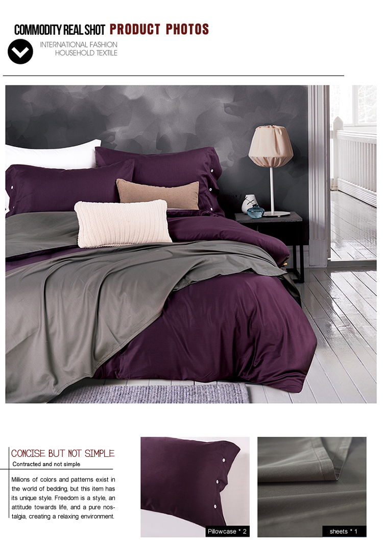 Durable Cotton Purple And Grey Bedding