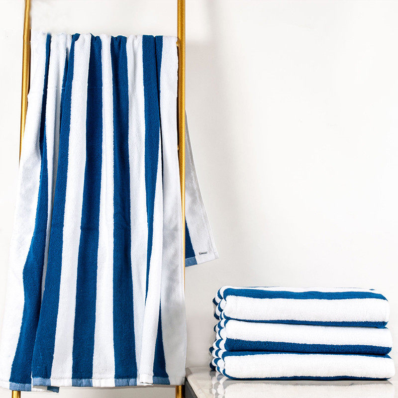 Bath Towel Set Blue stripe Thick and Big