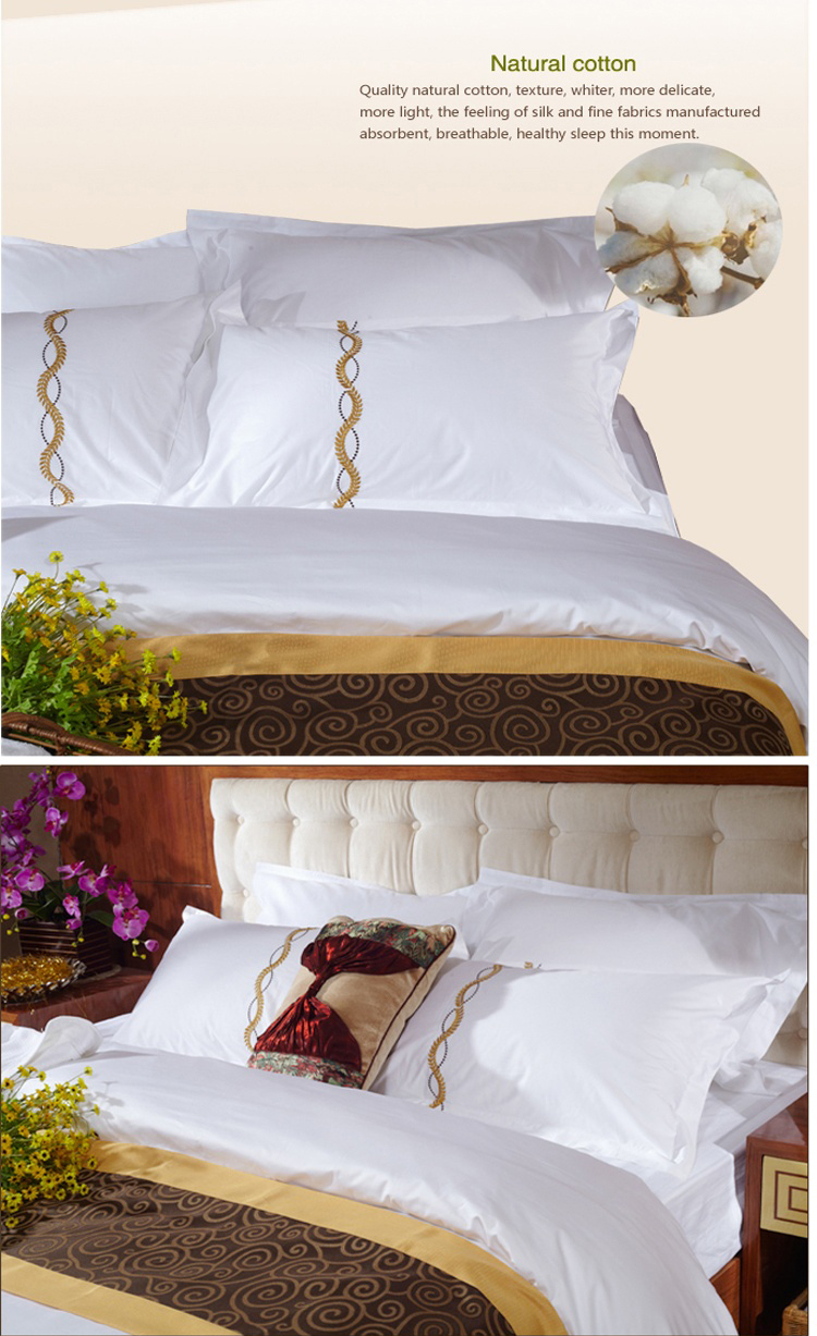 Satin Embroidered White Linen Bedding