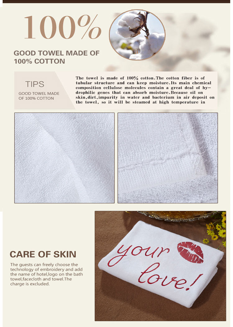 Embroidery White Bathroom Towel Sets