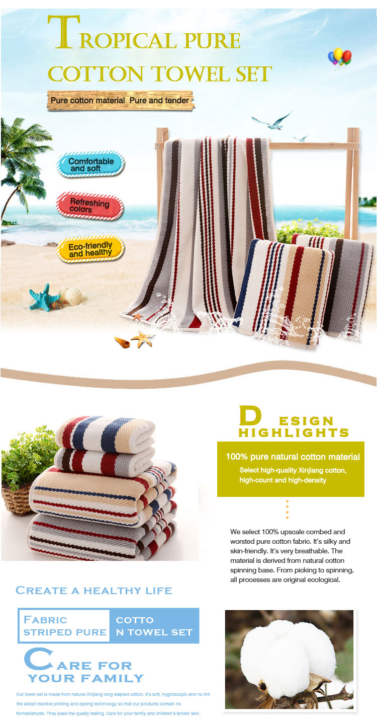  Cotton Plain Dyed Striped Towels