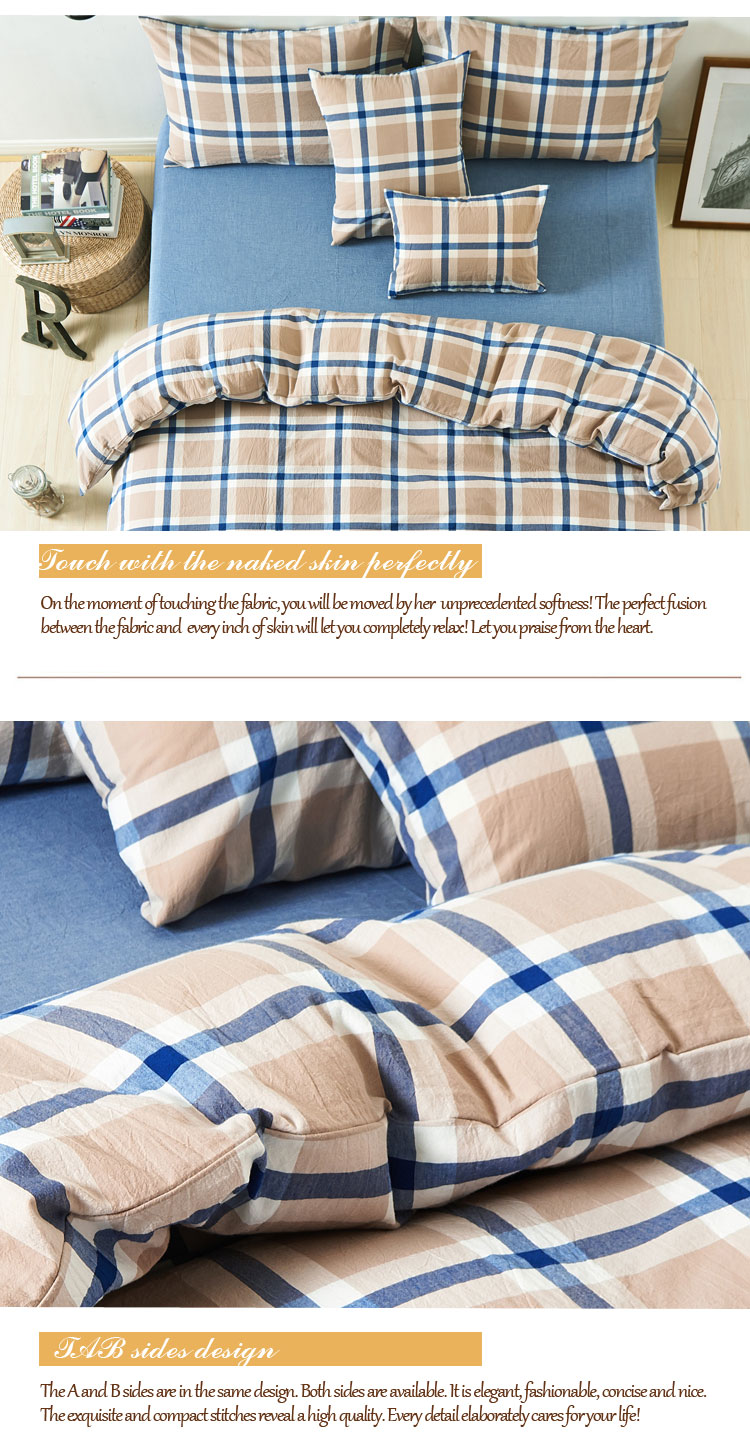 Single Dorm Room Plaid Bedding