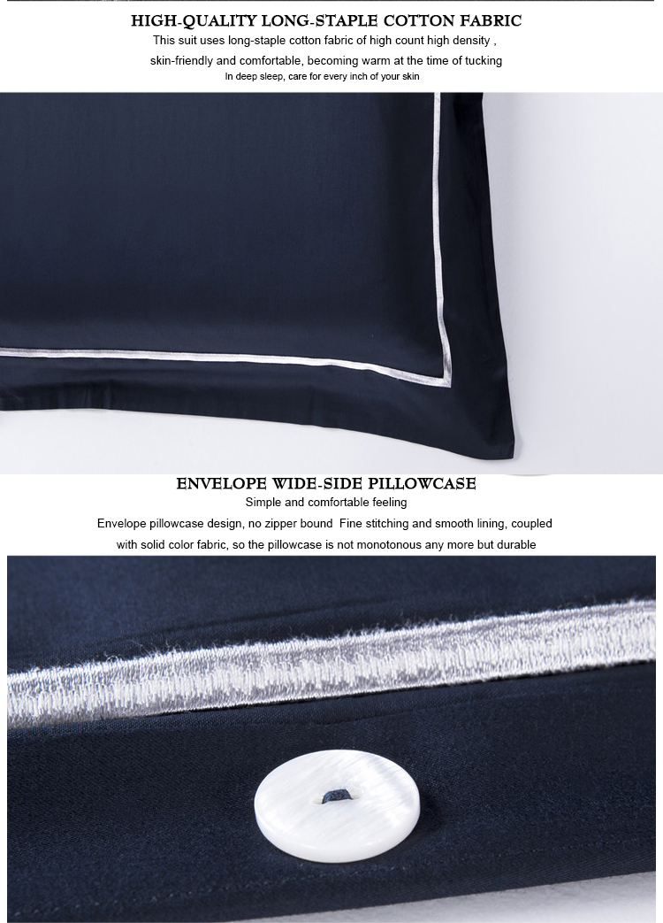 Customized Hotel Navy Blue Bedding Sets