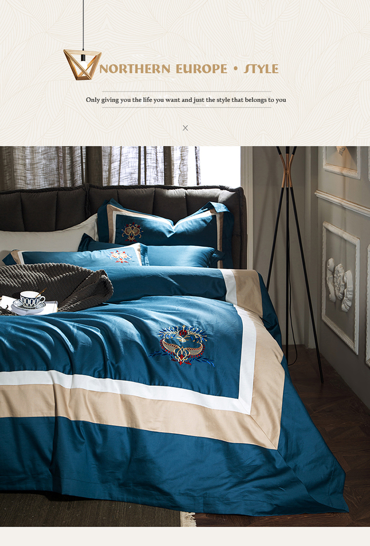 4PCS Single Navy Blue Bedding