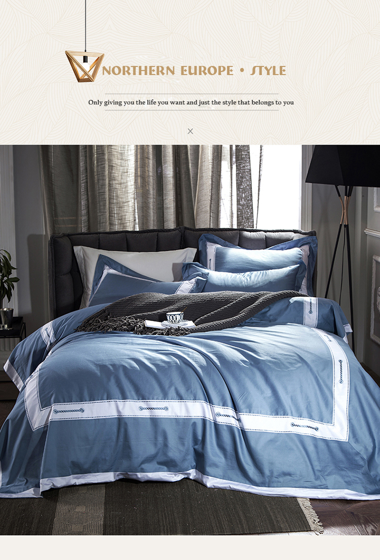 Hotel Classical Blue Queen Bedding