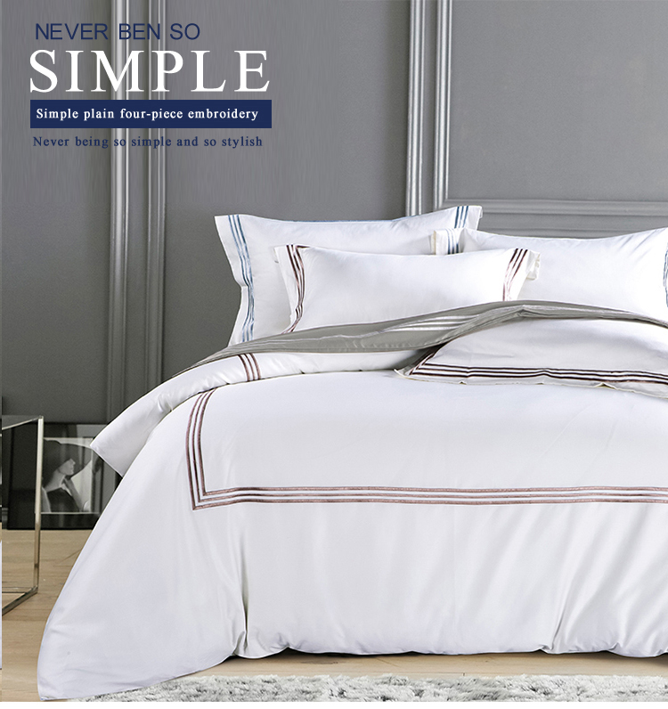 White 100% Cotton 400T Single Custom Embroidery James Hotel Bedding