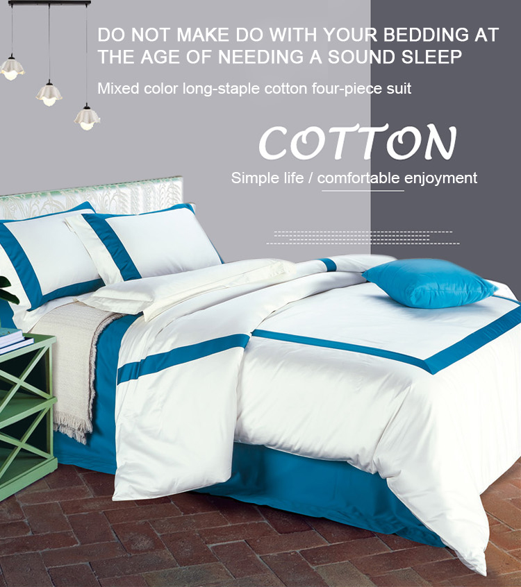 True Sheet White Blue Hotel Bedding