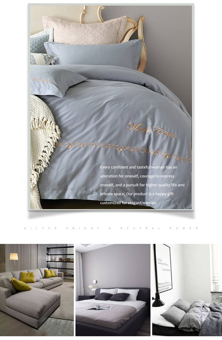 4PCS King Grey Bedding Sets King