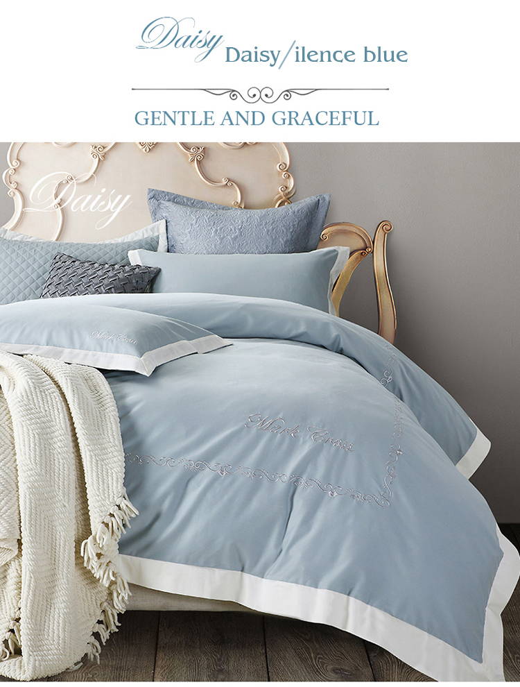 Embroidery Light Blue Comforter Set