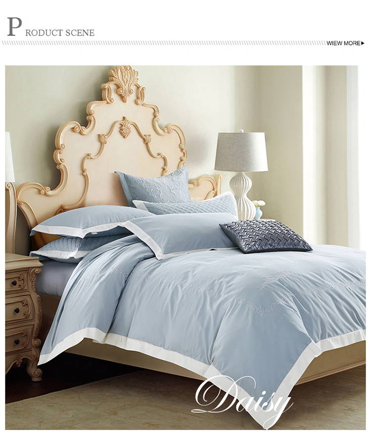 Coastal Embroidery Light Blue Comforter Set