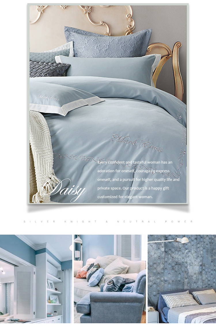 Resort Embroidery Blue Double Duvet Cover