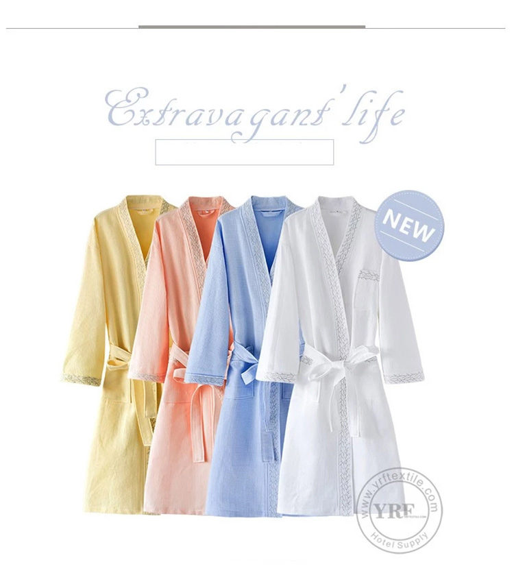 Wholesale 100% Cotton Waffle Women Bathrobe