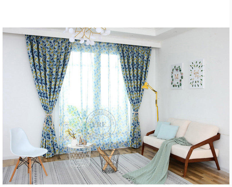 blue patterned blackout curtains