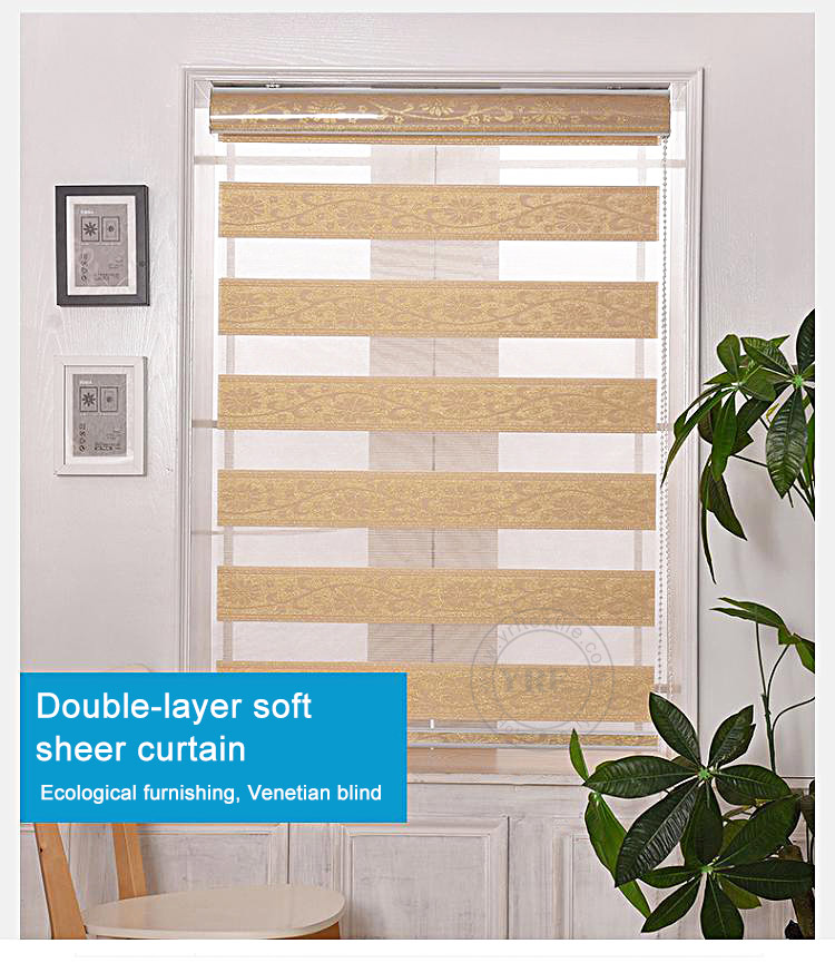 Soft Gauze Zebra Sheer Shade Blinds Curtain In The Living Room