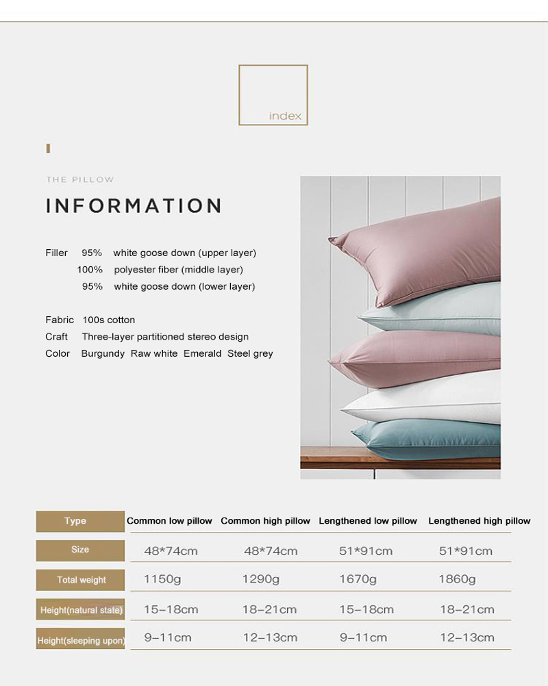 100% Cotton Pure Feather Down Pillow Chinese
