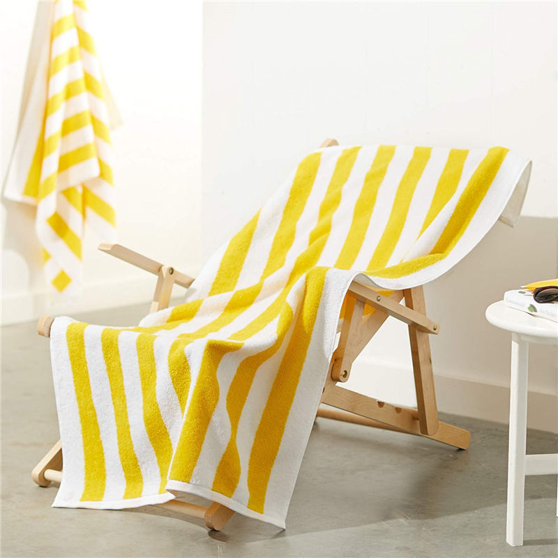 Cotton Yellow And White Stripe Pool Towels
