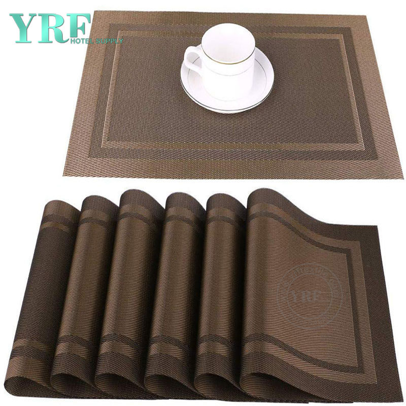 Not mildew Beige Strip Table Mats Oblong