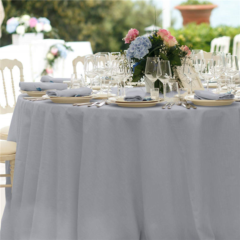 108" Inch Wrinkle Free Round Table Cover Silver