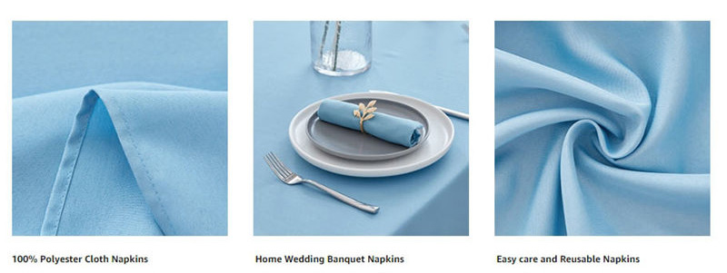 17x17" Inch Light Blue Napkins Cloth for Hotel