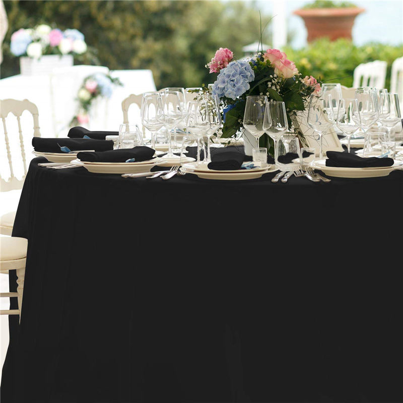 132" Inch Weddings Black Round Table Cover