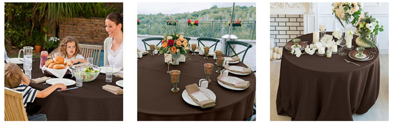 108" Inch 100% Polyester Chocolaten Round Tablecloth