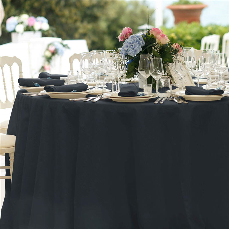 132" Inch Solid Round Dinner Table Cover Dark Grey