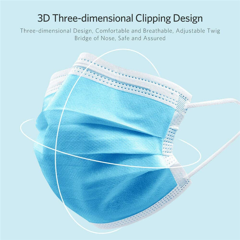 Coronavirus Medical Disposable 3 Ply Nonwoven Face Mask Flu Bacteria Grade Surgical Face Mask