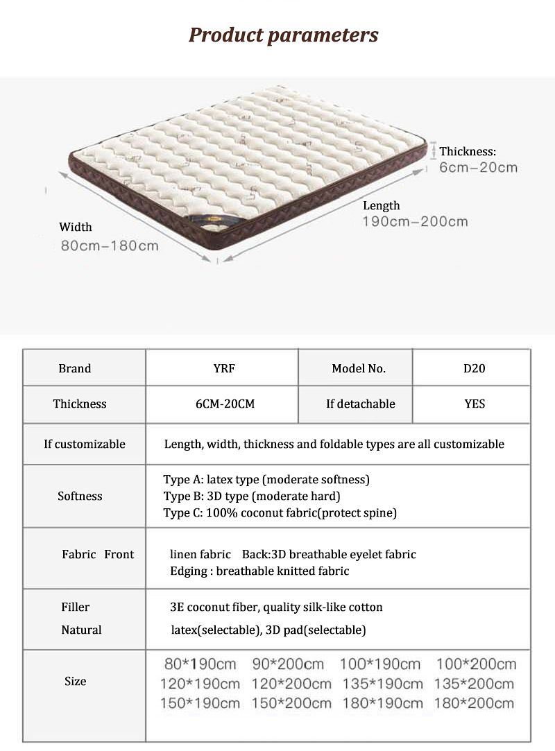 Partial Hard Mattress Washable 3d Breathable