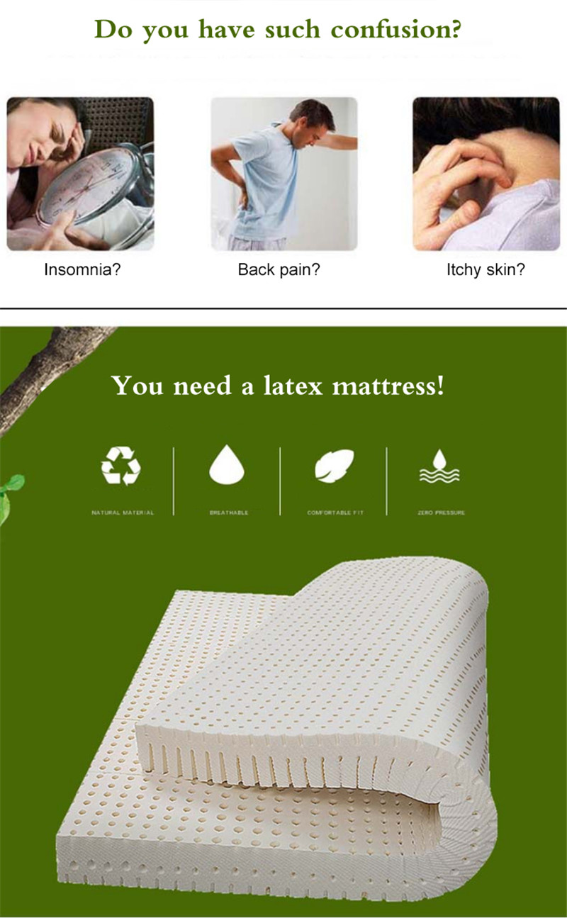 Natural Latex Mattress Foldable Breathable Cover