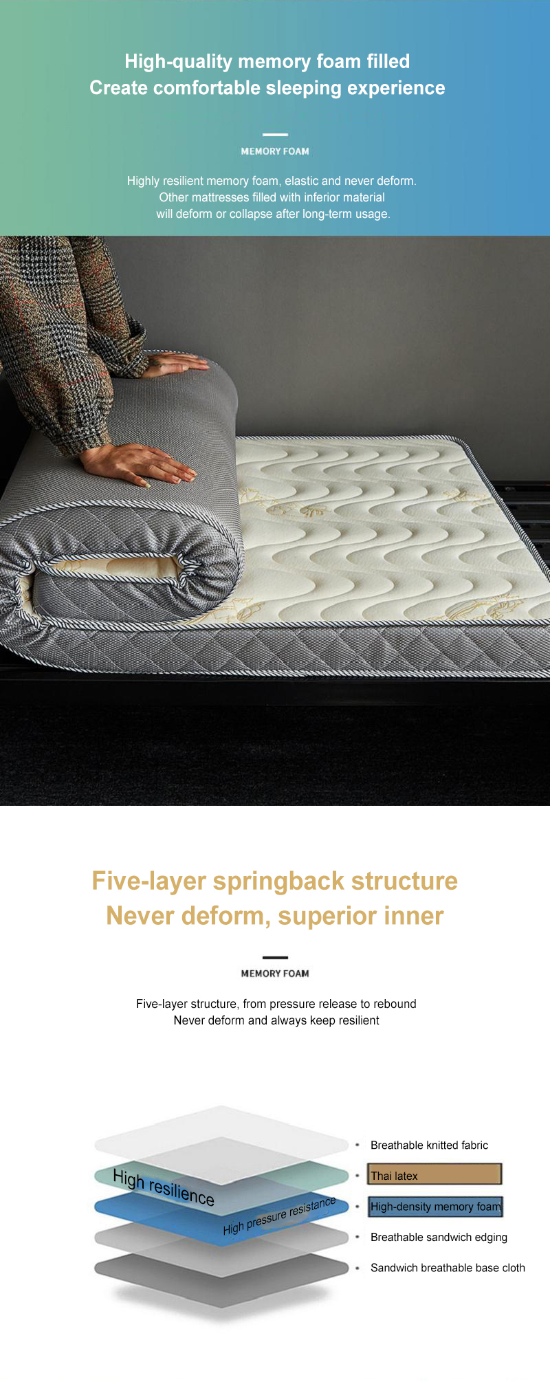 Skin Friendly Foam Bunk bed Mattress
