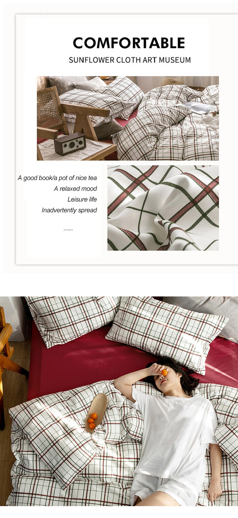 King Bed Made In China Bed sheet4 PCS Fitted Sheet Sandy Brown Stripe Checker