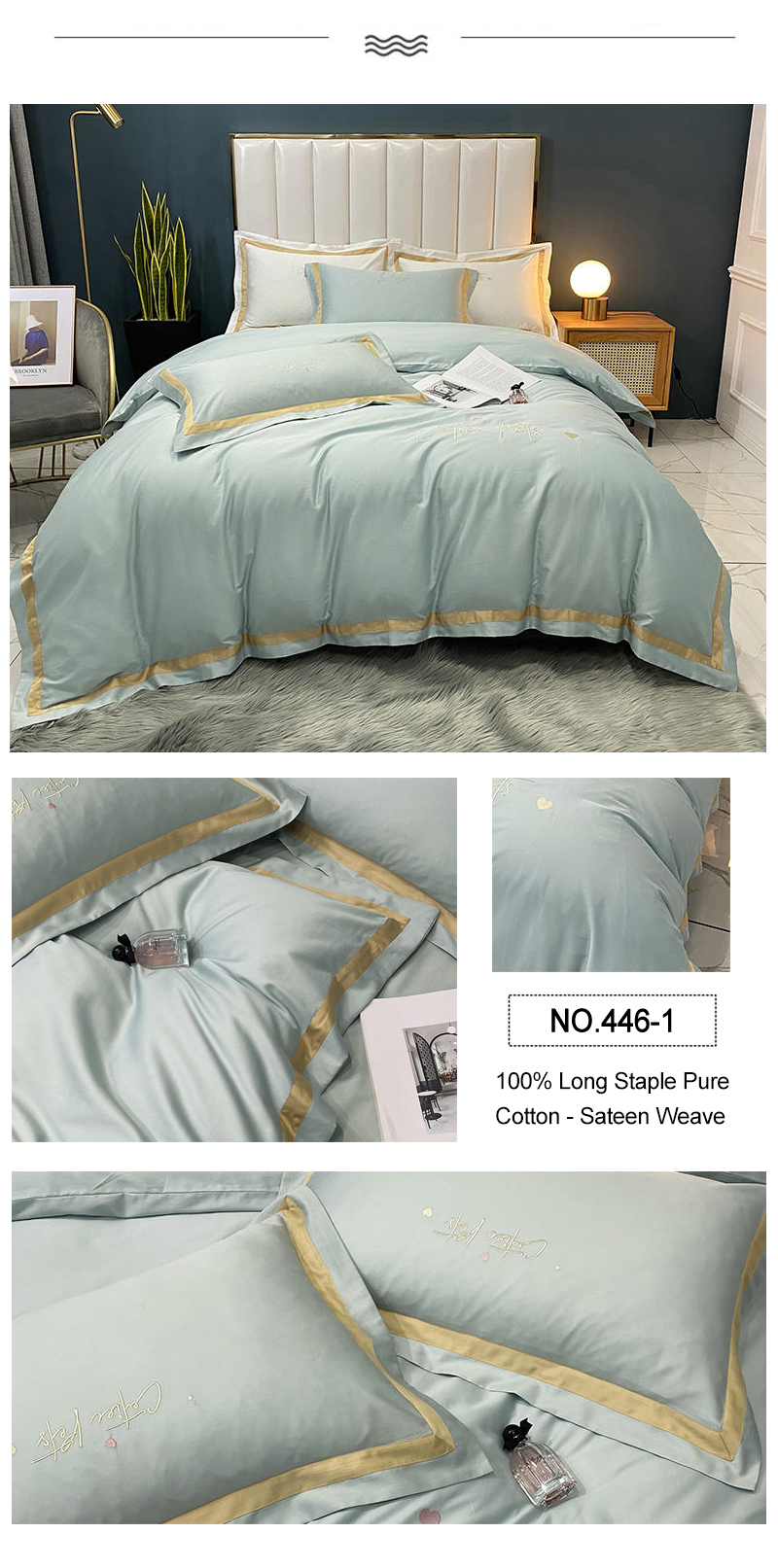 Hotel Comforter Set Gray 4PCS Satin