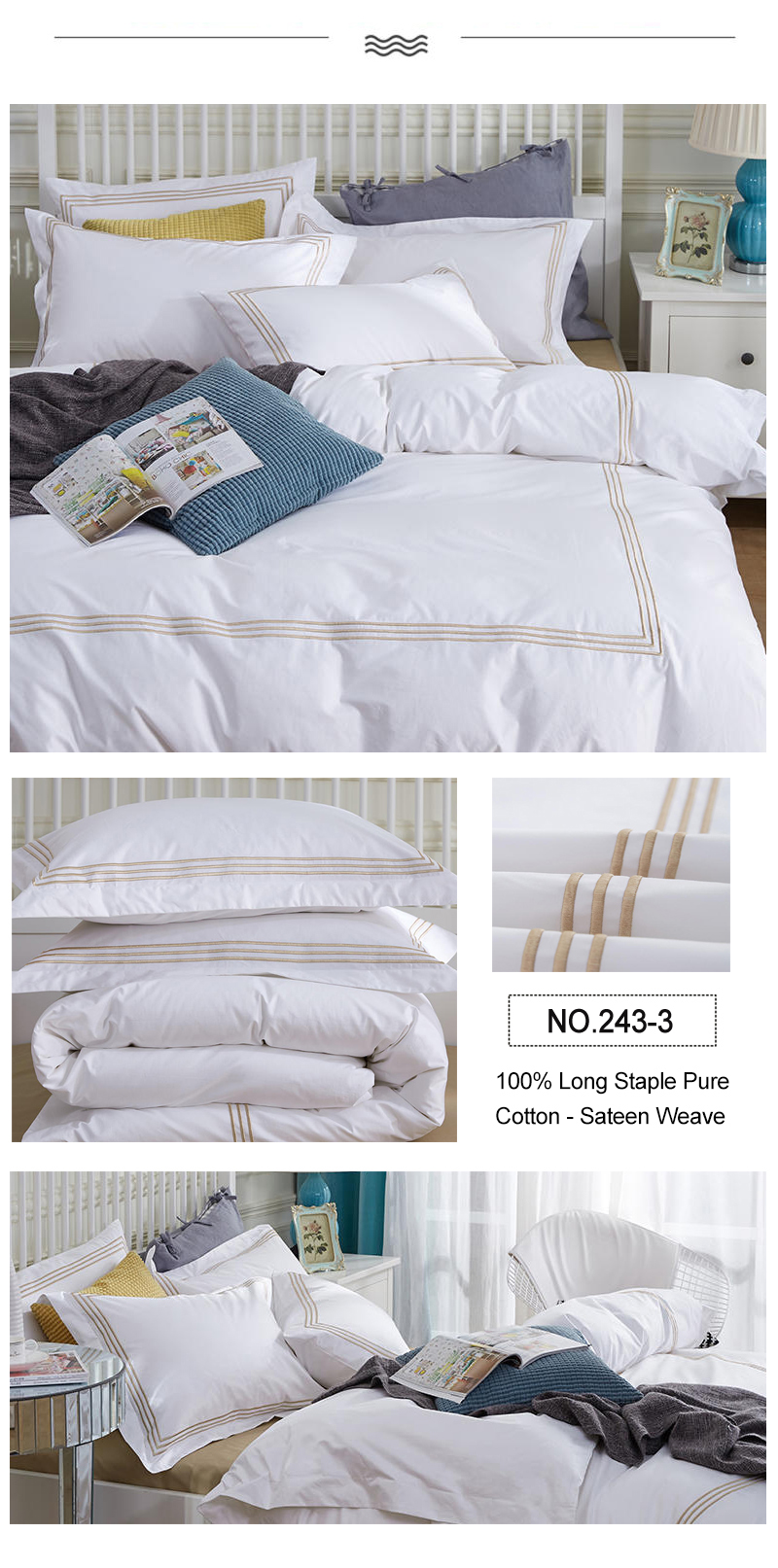 White 4PCS Bedsheet 100% Cotton