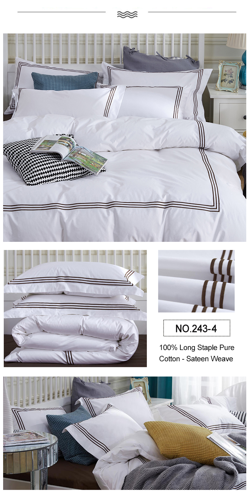 Embroidered Bedsheet White 4PCS