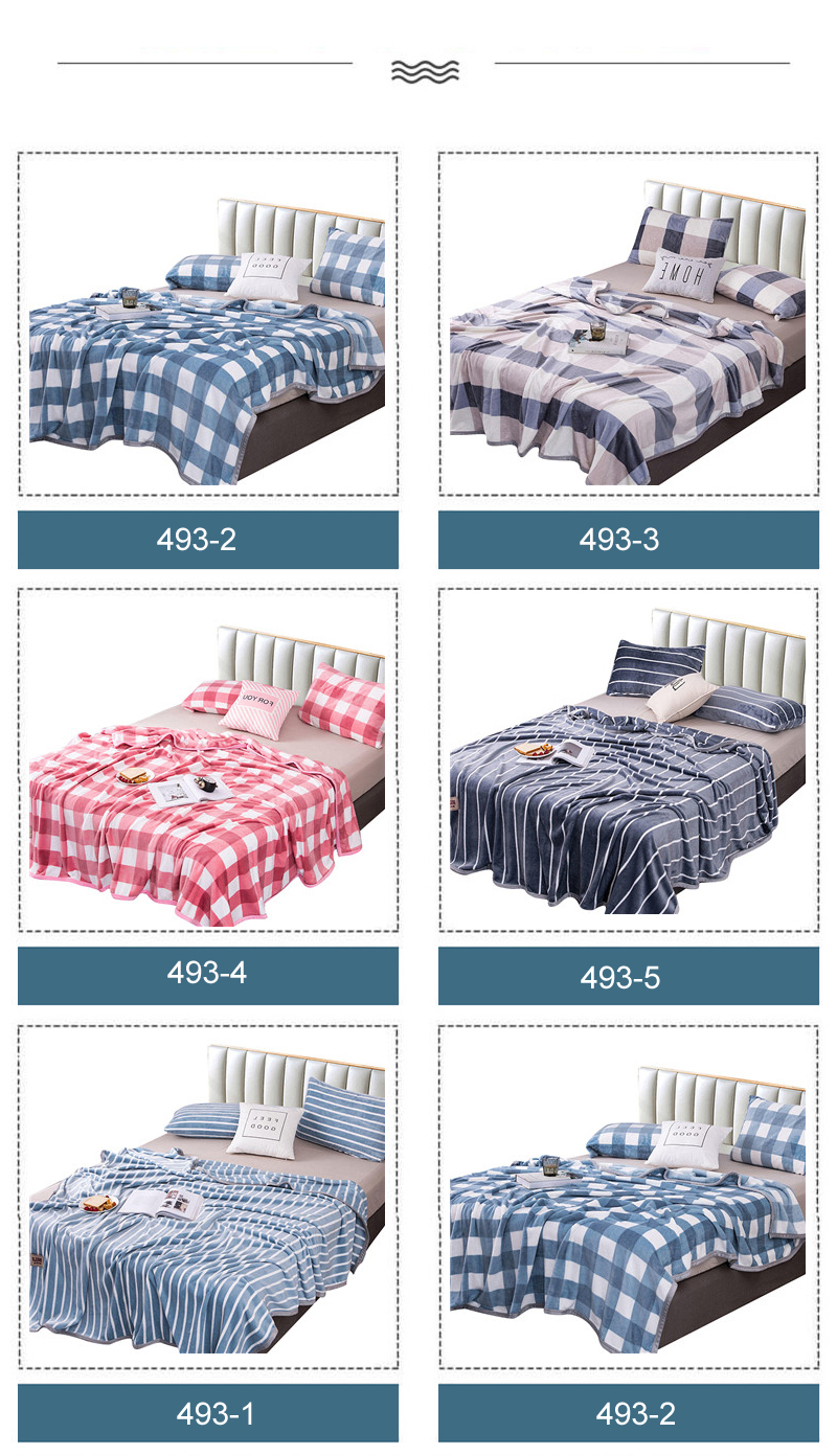 Fluffy Blanket Blue Stripe