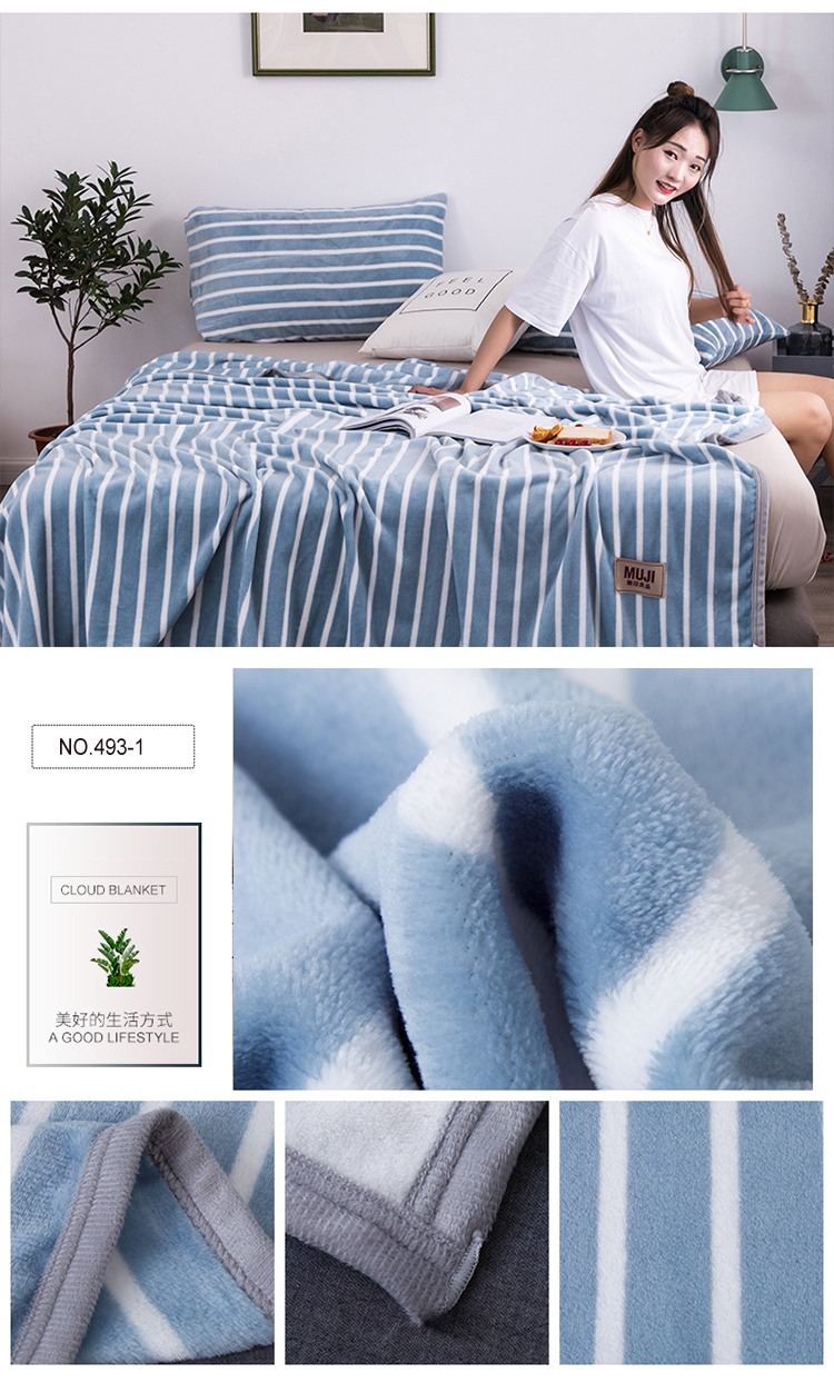 Dark blue Stripe Throw Blankets 100% Polyester