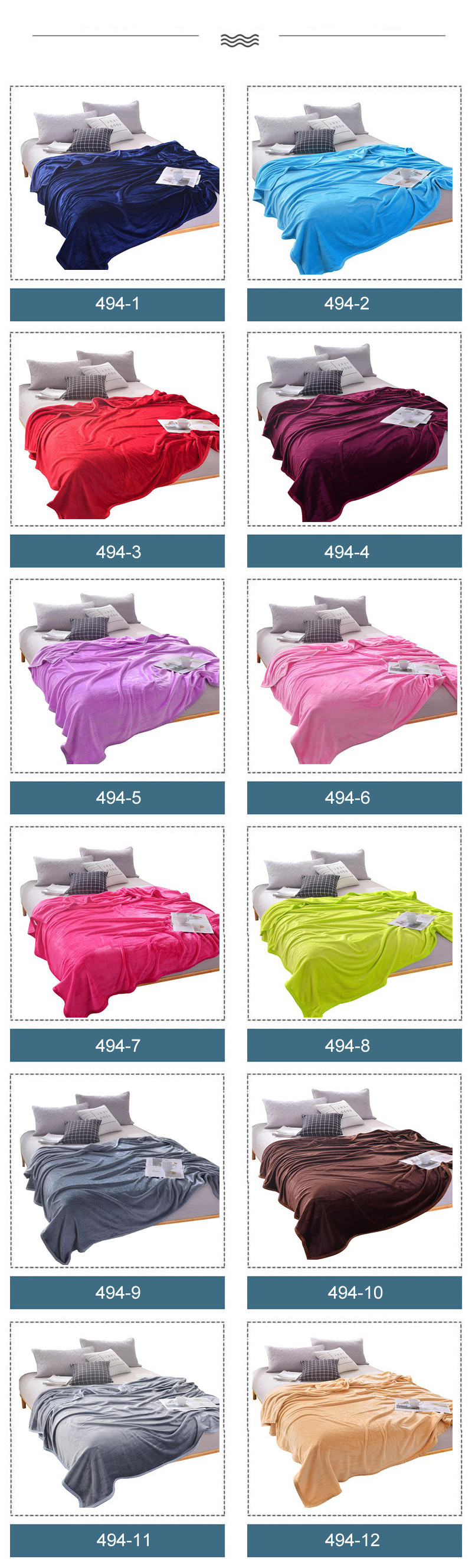 Dyed Plain Polyester Blanket Multi Color