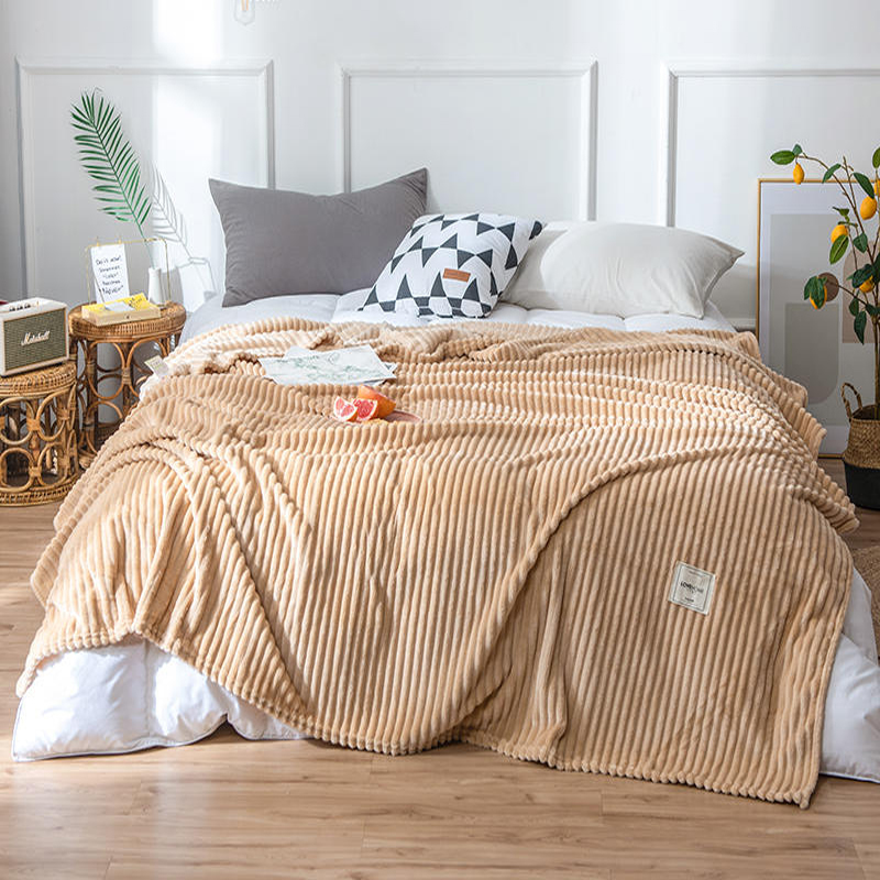 Ultra-soft Fleece Blankets PeachPuff Stripe Design