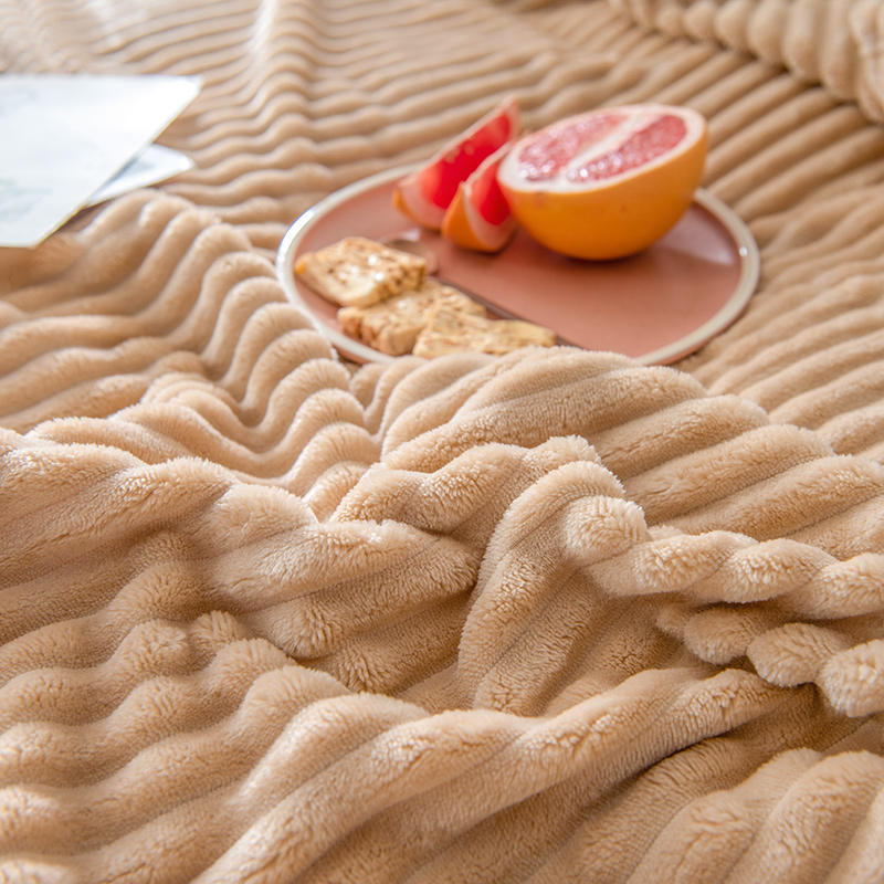 PeachPuff Stripe Design Fleece Blankets Micro Couch