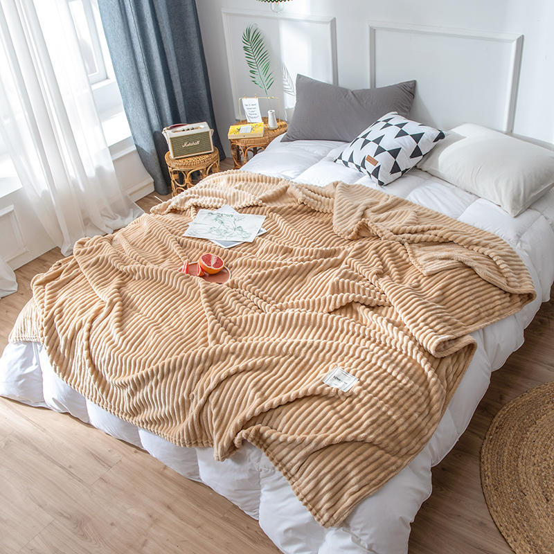 Ultra-soft PeachPuff Stripe Design Fleece Blankets