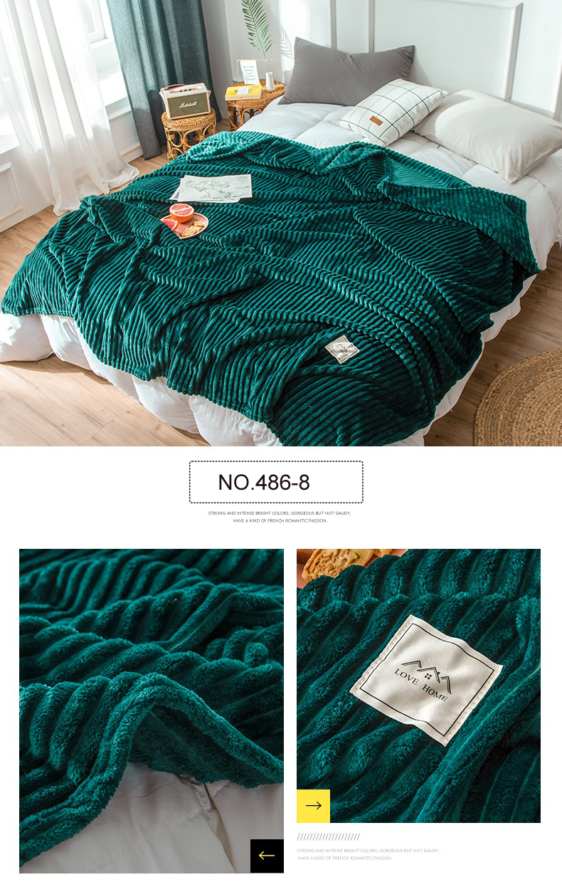 Polyester Blanket Cozy Plush Light Grey Stripe Design