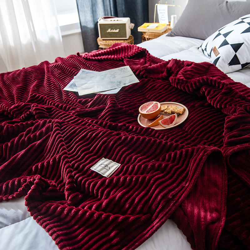 Dark Red Stripe Design Throw Blankets Lightweight