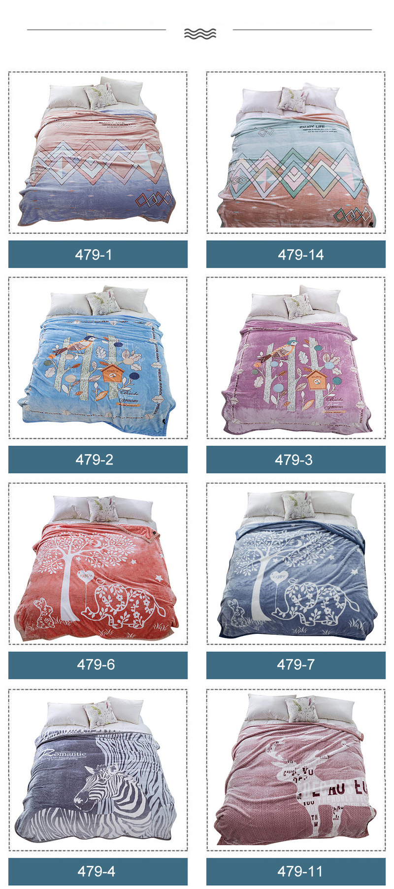 Fashion Style Printing Pattern Raschel Blanket