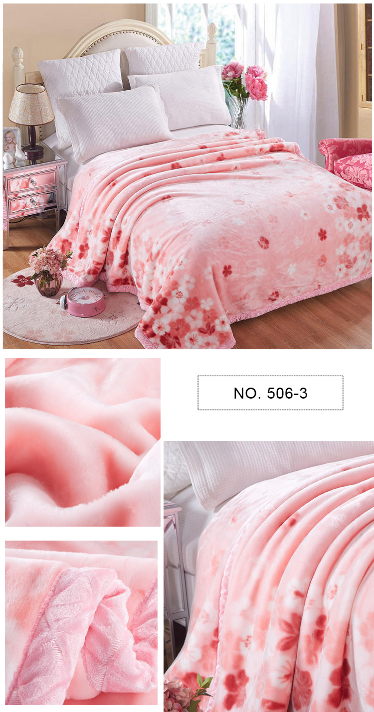 Dual-Sided Reactive Printing Dyeing Polyester Raschel Blanket