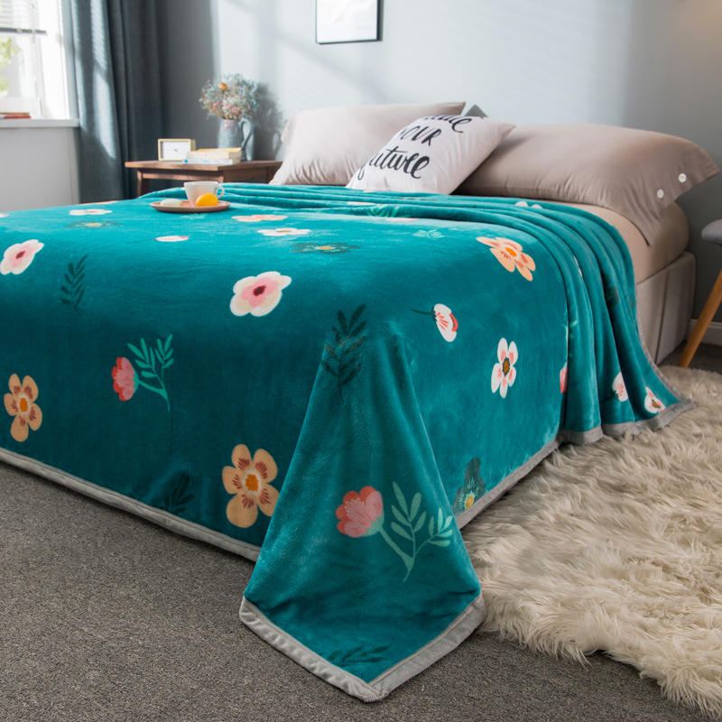 Super Soft Hotel Blanket Teal Print Floral