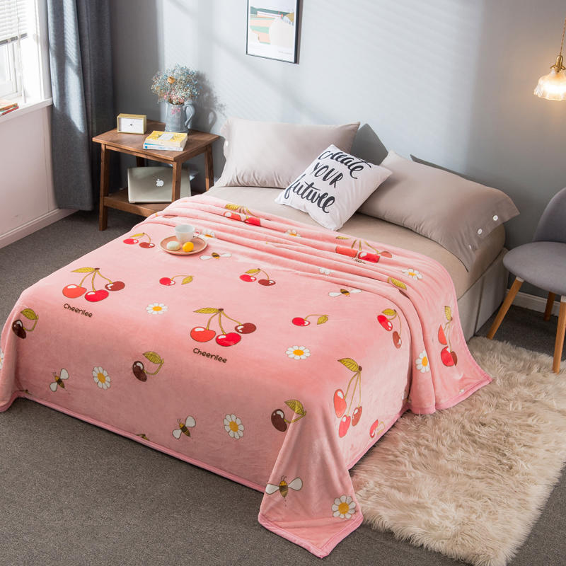 Ultra-soft Cherry Print Floral Bedding Throws