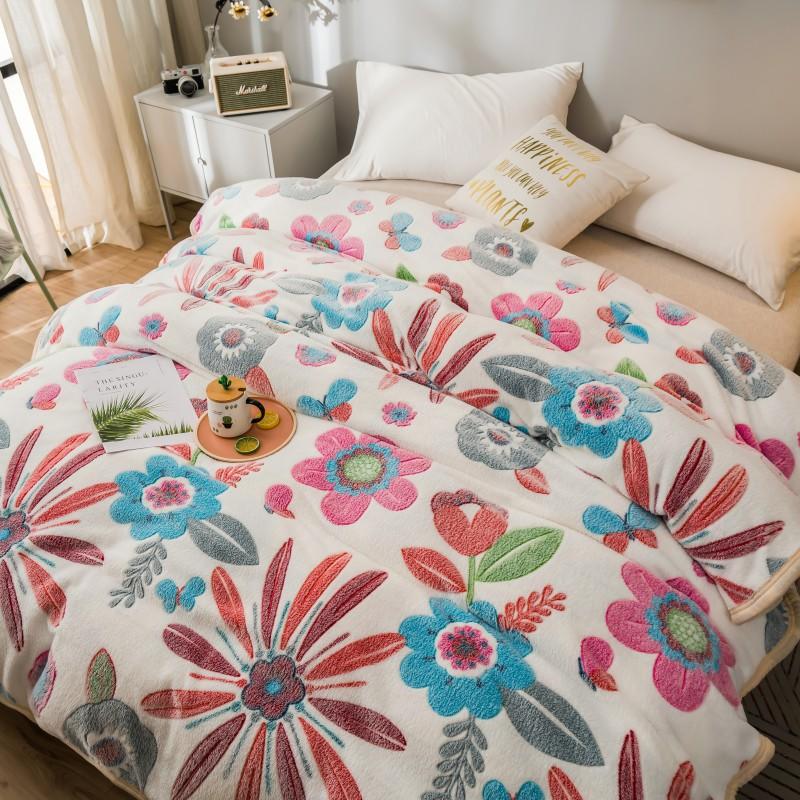 Print Floral Throw Blanket For King