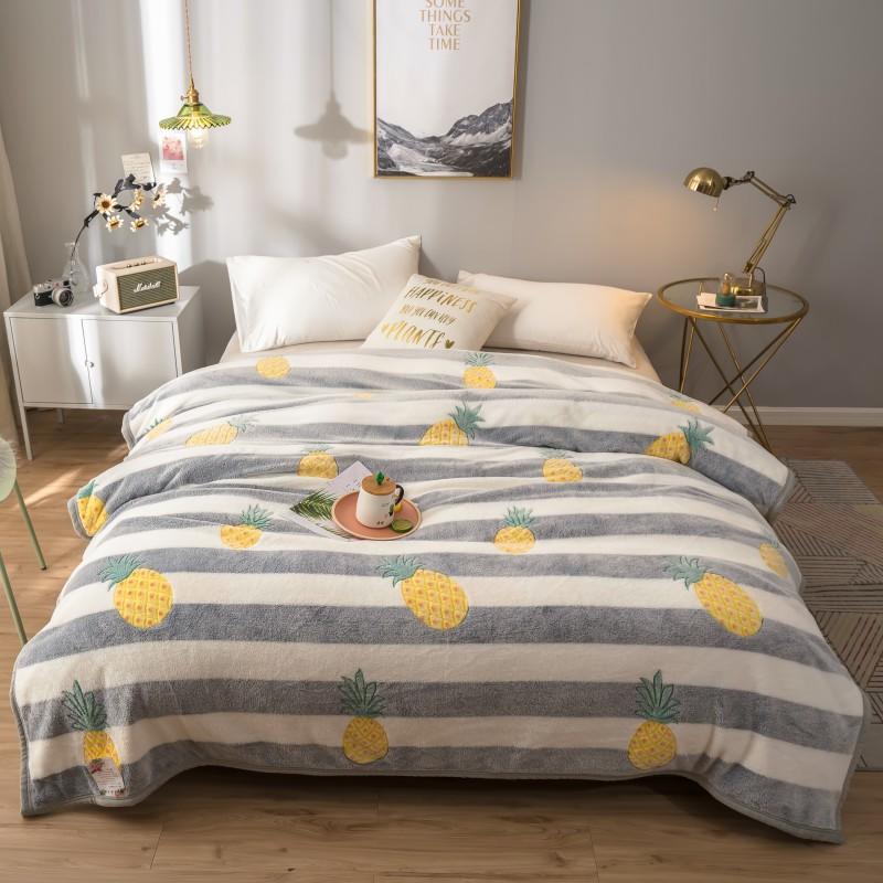 For Full Striped&Pineapples Wool Blanket